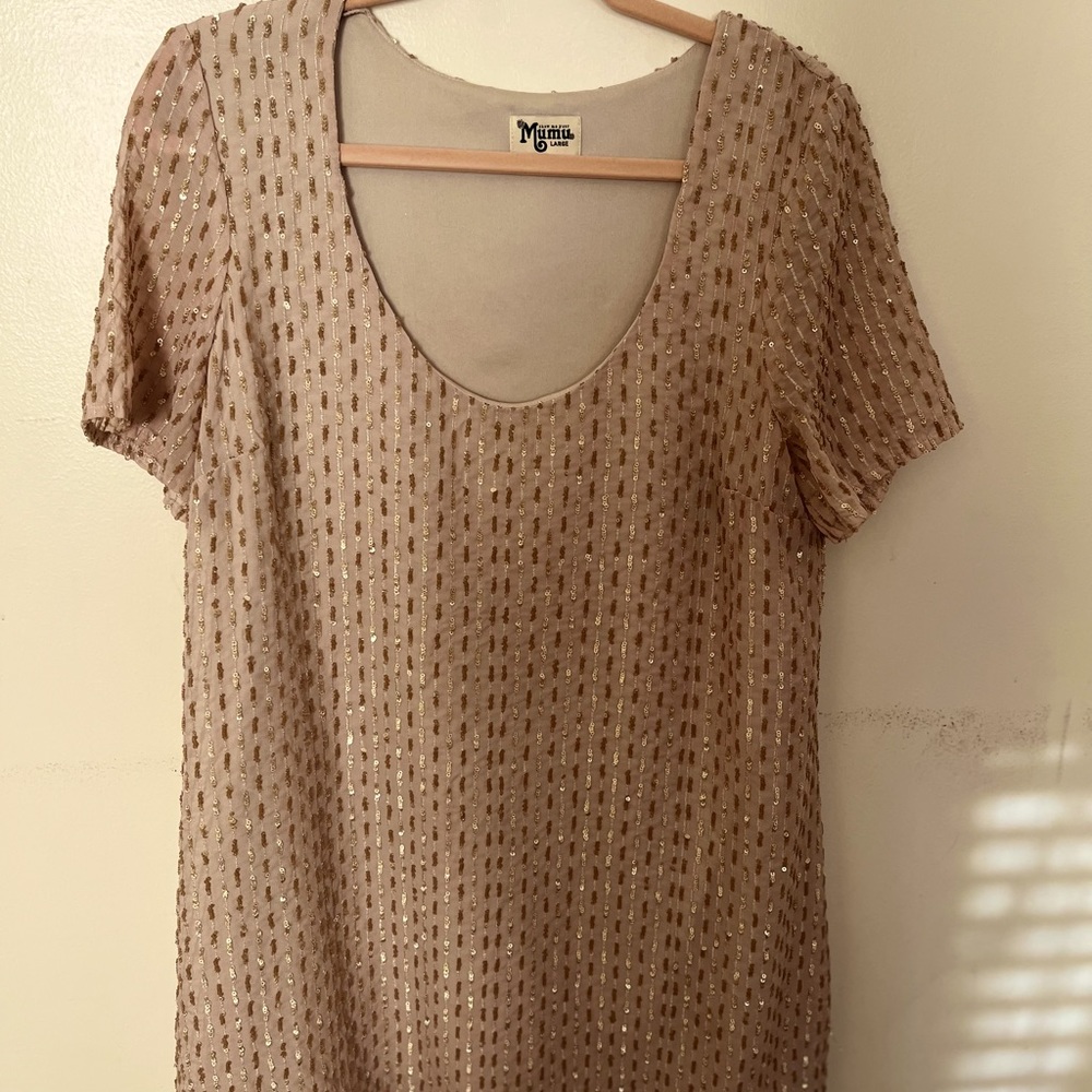 Show me your mumu gold sequin mini with short sleeves never been worn size large